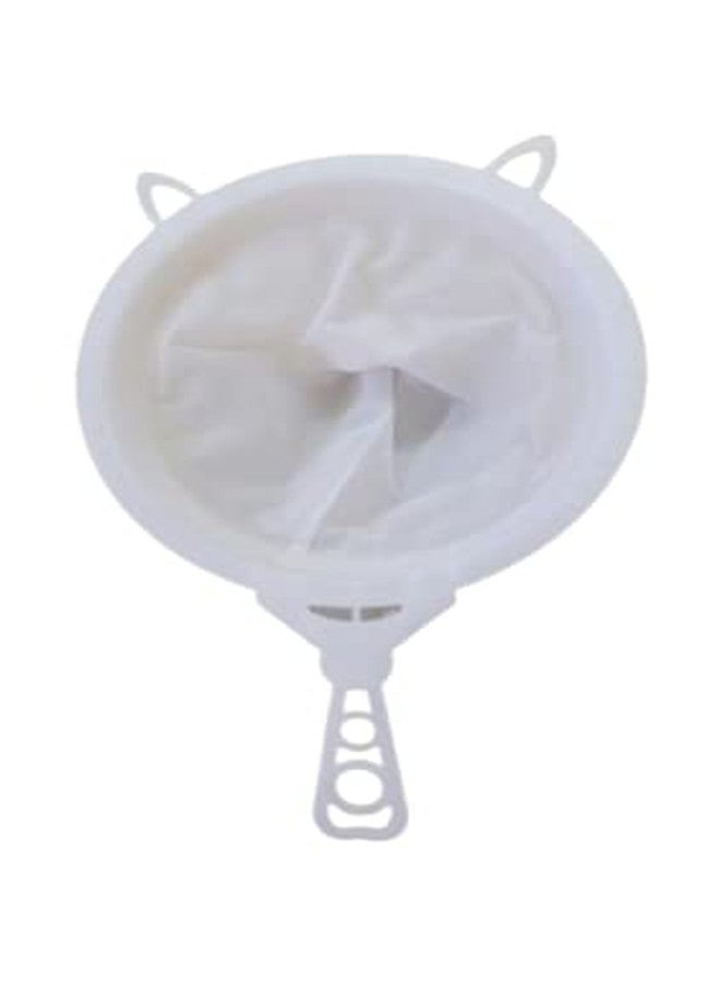 Hookcart Extra Large Double Mesh Milk & Water Strainer for Kitchen | Big Size Chalni with Long Handle 37 cm, 24.5 cm Diameter | White | Pack of 1 - Image 1